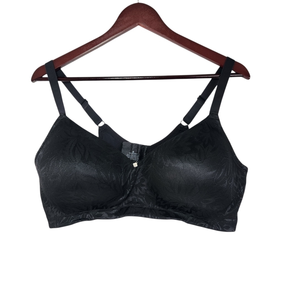 Breezies Black Floral Women's Wireless Bra 44D